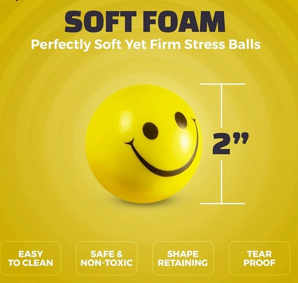 2PCS SMILY BALLS, 2 Pcs Smiley Squeeze Balls – 2 Inch Mini Stress Relief Balls for Kids & Adults | Happy Face Fidget Sensory Balls for Anxiety, Hand Exercise & Party Favors(624)