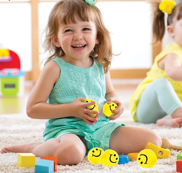 2PCS SMILY BALLS, 2 Pcs Smiley Squeeze Balls – 2 Inch Mini Stress Relief Balls for Kids & Adults | Happy Face Fidget Sensory Balls for Anxiety, Hand Exercise & Party Favors(624)