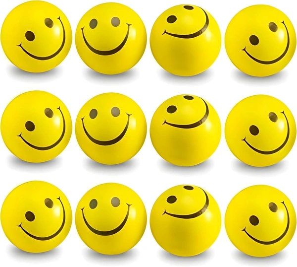 12PCS SMILY BALLS, Smiley Balls Pack of 12 – Soft Stress Relief Balls for Kids & Adults | Hand Exercise, Play Balls for Children, Stress Buster Squeeze Balls(2699)