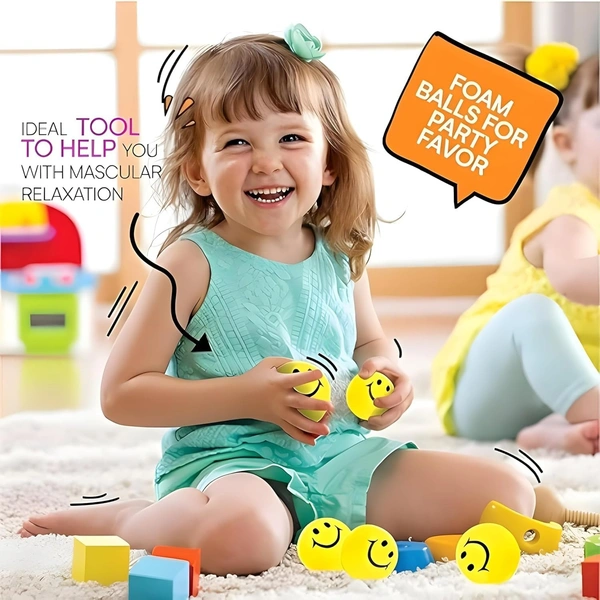 12PCS SMILY BALLS, Smiley Balls Pack of 12 – Soft Stress Relief Balls for Kids & Adults | Hand Exercise, Play Balls for Children, Stress Buster Squeeze Balls(2699)