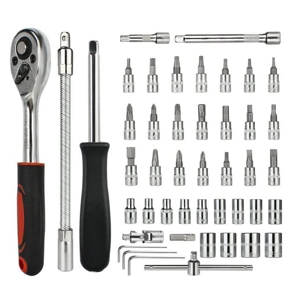 46PCS TOOL KIT, 46 in 1 Pcs Tool Kit & Screwdriver set and Socket Set Wrench Set Multi Purpose Combination Tool Case Precision Socket Set, Multicolour (2272)           - Pack of 46 Pcs