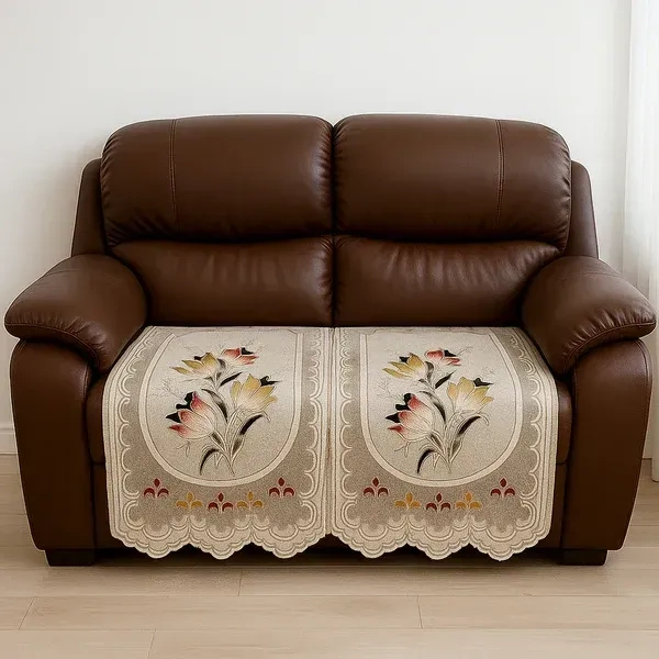 SOFA COVER 220*27 INCH, Floral Sofa Protector Runner (1 Pc, 220x27 Inch) – Elegant Floral Design Sofa Cover for Living Room | Anti-Slip, Washable, Soft Fabric Furniture Protector(2725)