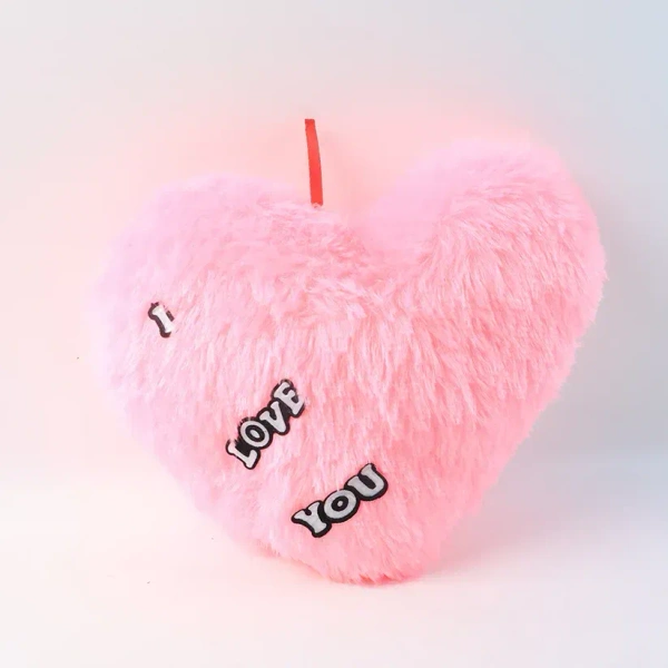 HEART SHAPE CUSHION,Heart-Shaped Plush Cushion – Random Color Soft Valentine Gift with "I Love You" Text (1 Pc)(2614)