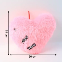 HEART SHAPE CUSHION,Heart-Shaped Plush Cushion – Random Color Soft Valentine Gift with "I Love You" Text (1 Pc)(2614)