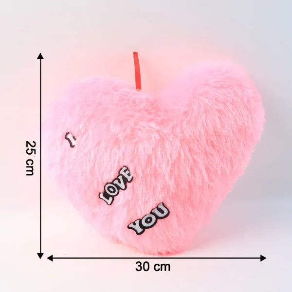 HEART SHAPE CUSHION,Heart-Shaped Plush Cushion – Random Color Soft Valentine Gift with "I Love You" Text (1 Pc)(2614)