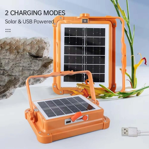 100W Solar LED Flood Light – Rechargeable Battery, Waterproof Outdoor Security Light for Farm, Garage, Camping(2627)