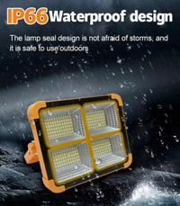 100W Solar LED Flood Light – Rechargeable Battery, Waterproof Outdoor Security Light for Farm, Garage, Camping(2627)