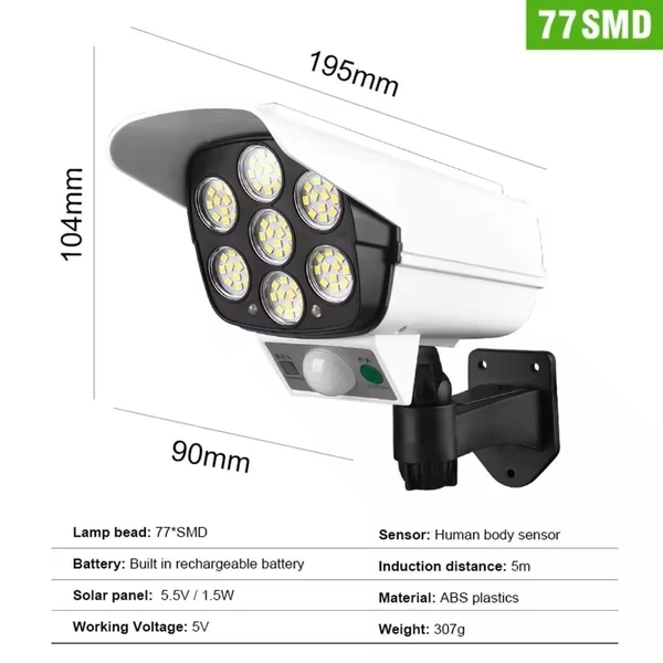 CAMERA SHAPE SOLAR LIGHT, Solar Motion Sensor Security Light 77 LED | Camera-Shaped Waterproof Wall Lamp with Remote Control for Home & Garden(2655)