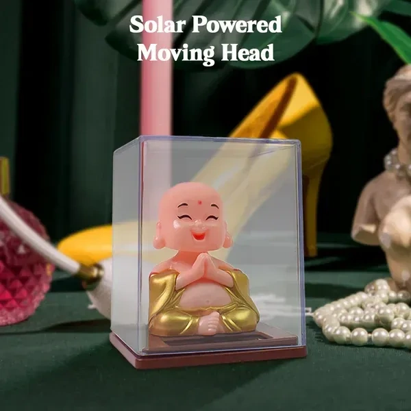 SOLAR MOVING BUDDHA, Solar Power Moving Head Buddha Statue Car Ornament   (2347)     