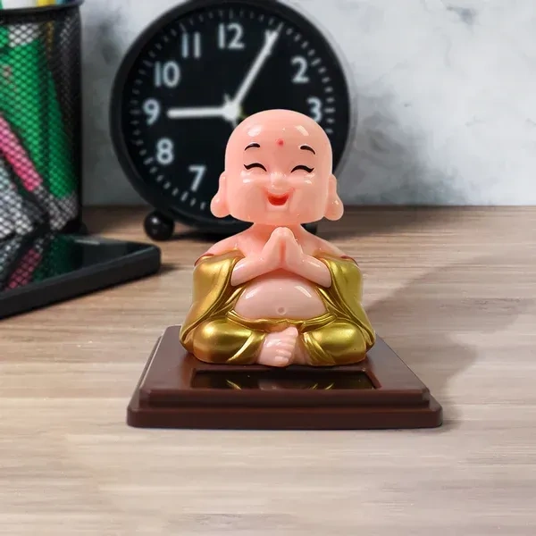 SOLAR MOVING BUDDHA, Solar Power Moving Head Buddha Statue Car Ornament   (2347)     