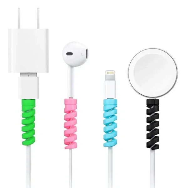 10PCS CABLE PROTECTOR, Spiral Charger Cable Protector Data Cable Saver Charging Cords Protective for All Universal Cable Cover(2414)