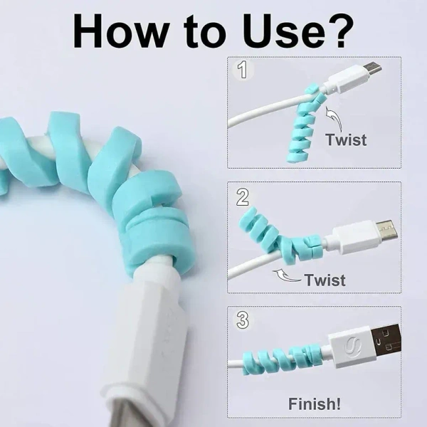 10PCS CABLE PROTECTOR, Spiral Charger Cable Protector Data Cable Saver Charging Cords Protective for All Universal Cable Cover(2414)