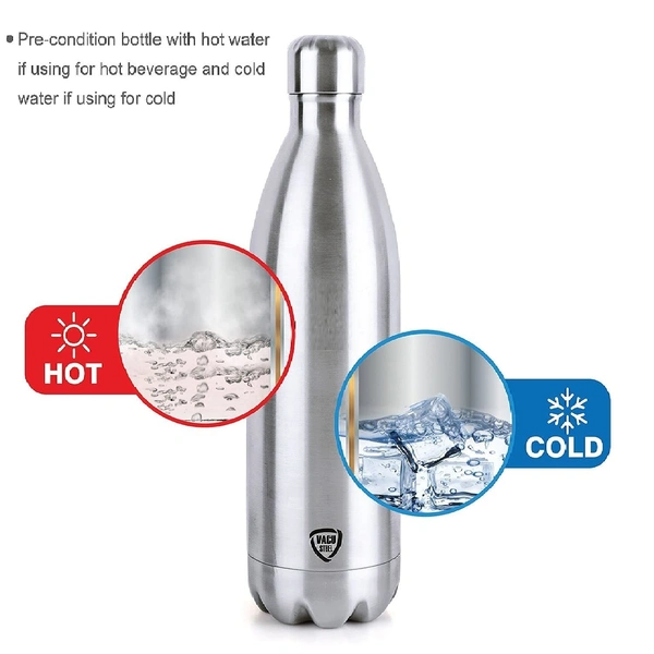 500ML HOT/COLD BOTTLE, Hot & Cold Stainless Steel Thermos Bottle – 500ml Swift Vacuum Insulated Double Wall Flask (Silver)(2442)