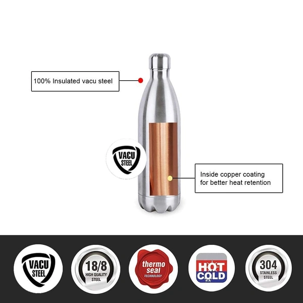 500ML HOT/COLD BOTTLE, Hot & Cold Stainless Steel Thermos Bottle – 500ml Swift Vacuum Insulated Double Wall Flask (Silver)(2442)