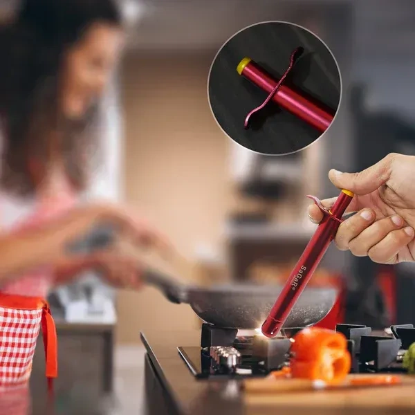 PREMIUM GAS LIGHTER, Stainless Steel Gas Lighter – Refillable Kitchen Lighter for Gas Stove, Safe & Durable Spark Igniter with Long Handle for Home Cooking(2714)