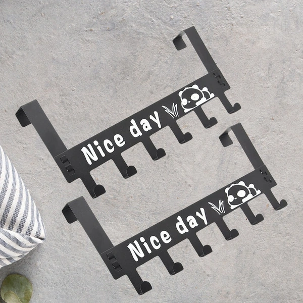NICE DAY HANGER, Heavy-Duty Carbon Steel Door Hook Hanger Rack (6 Hook / White) (2196) - Black, Pack of 1