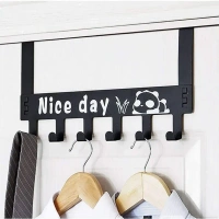 NICE DAY HANGER, Heavy-Duty Carbon Steel Door Hook Hanger Rack (6 Hook / White) (2196) - Black, Pack of 1