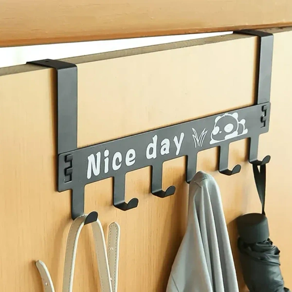 NICE DAY HANGER, Heavy-Duty Carbon Steel Door Hook Hanger Rack (6 Hook / White) (2196) - Black, Pack of 1