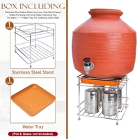 STEEL MATKA STAND, Stainless Steel Heavy-Duty Matka Stand with Bottom Tray | Rust-Resistant Pot Stand for Kitchen | Water Dispenser Stand & Multipurpose Storage Rack(2672)