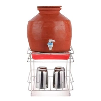 STEEL MATKA STAND, Stainless Steel Heavy-Duty Matka Stand with Bottom Tray | Rust-Resistant Pot Stand for Kitchen | Water Dispenser Stand & Multipurpose Storage Rack(2672)