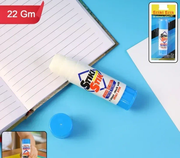 PAPER GLUE STICK, Stiki Stik 22gm Glue Stick – Non-Toxic, Solvent-Free Adhesive for Paper, Craft, School Projects & Office Use | Smooth, Clean & Strong Bonding(2755)