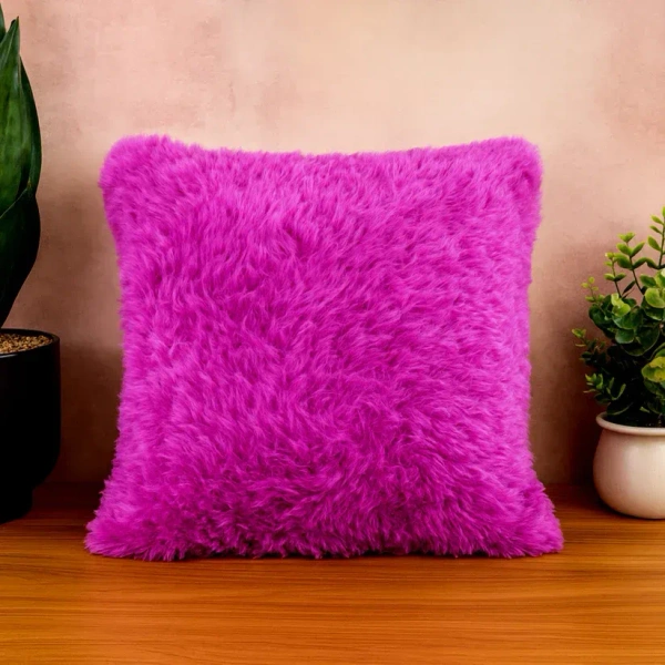 SQUARE FLUFFY PILLOW 34*34CM, Random Color Super Soft Fluffy Cushion Pillow – Cozy Decorative Throw Pillow (1 Pc)(2613)