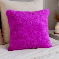 SQUARE FLUFFY PILLOW 34*34CM, Random Color Super Soft Fluffy Cushion Pillow – Cozy Decorative Throw Pillow (1 Pc)(2613)