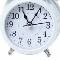 TWIN BELL WHITE CLOCK, Twin Bell White Alarm Clock | Bedside Table Clock with Soft Backlight, Low Noise & Loud Ringer(2553)