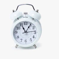 TWIN BELL WHITE CLOCK, Twin Bell White Alarm Clock | Bedside Table Clock with Soft Backlight, Low Noise & Loud Ringer(2553)