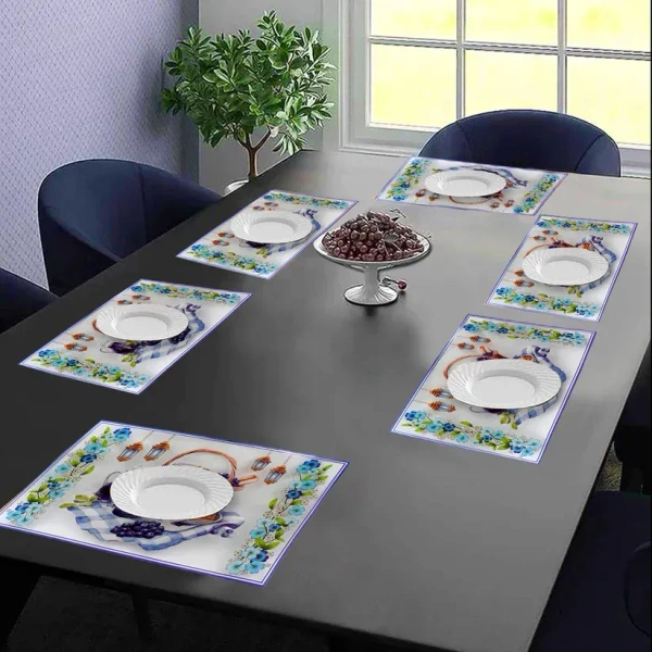 6PCS TABLE PLACEMAT, Dining Table Mats PVC Vinyl Heat-Resistant Place mats Set of 6 (Multicolor)(2115)