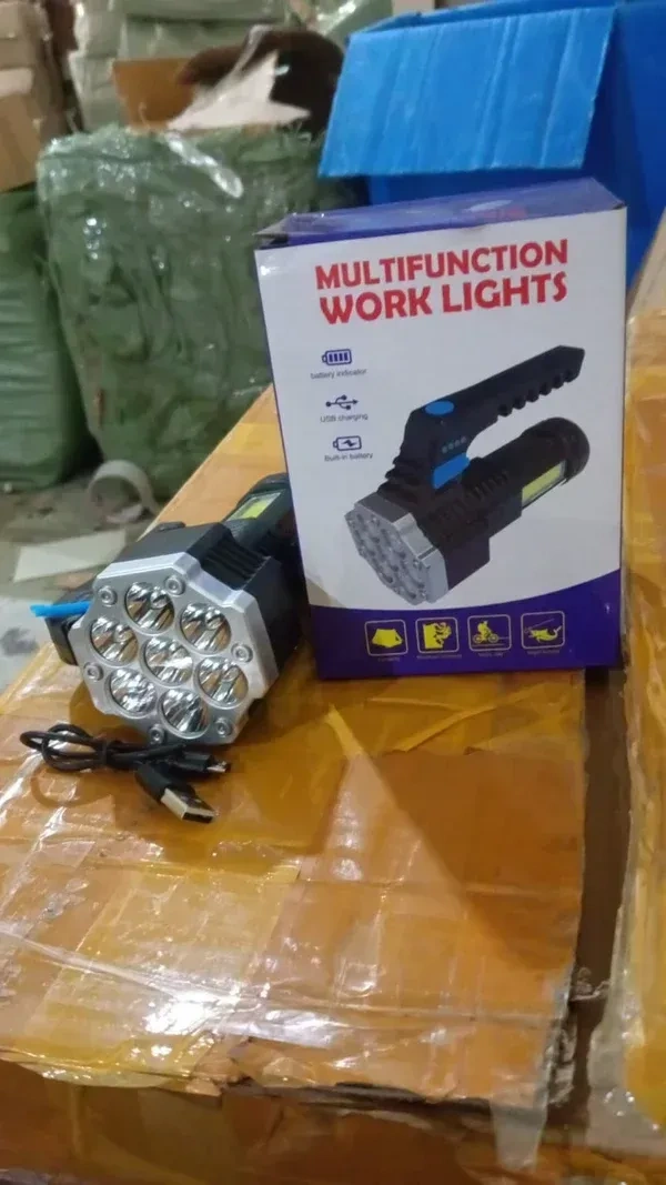 7LED FLASHLIGHT, Portable Flashlight / Torch COB 7LED Hand Light USB Rechargeable Light with Side Light (2337)  
