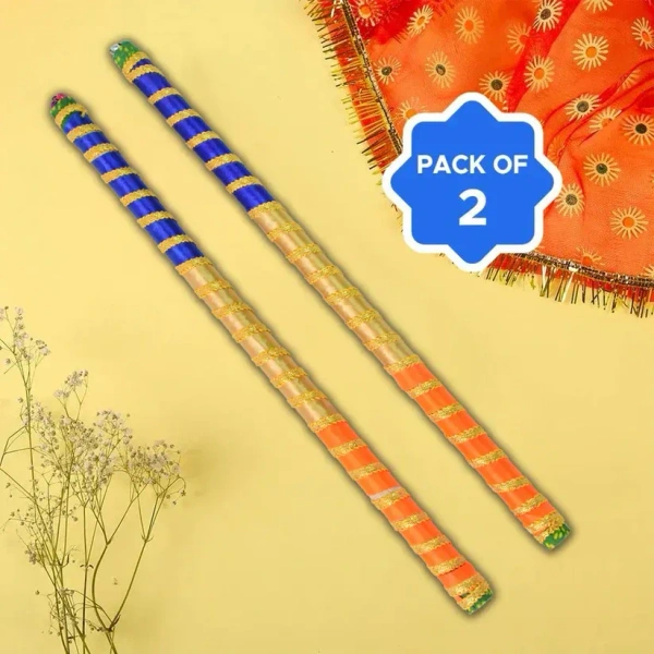 WOODEN DANDIYA SET, Traditional Decorative Dandiya Sticks Pair – Handcrafted Sticks for Navratri & Garba Dance(2575)