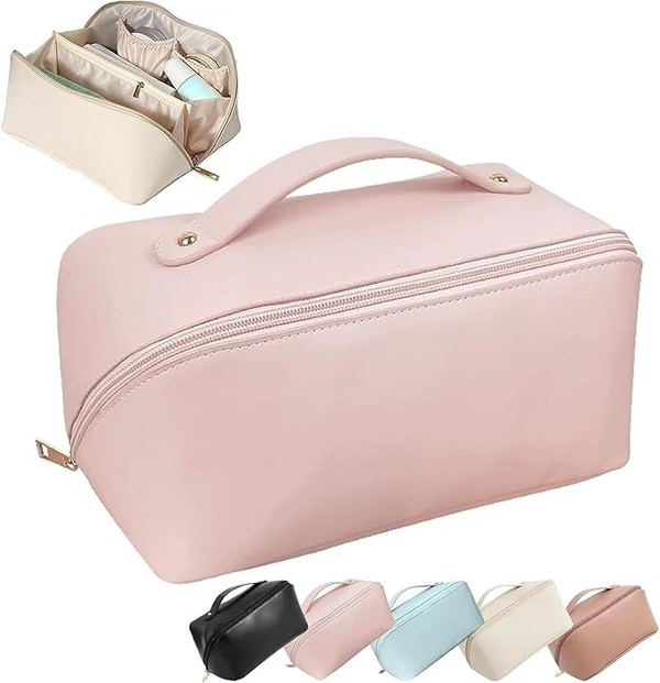 ZIPPER COSMETIC BAG, Travel Cosmetic Bag with Handle & Divider – Waterproof, Multifunctional Makeup Organizer(2439)