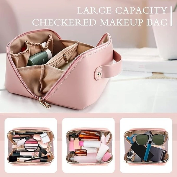 ZIPPER COSMETIC BAG, Travel Cosmetic Bag with Handle & Divider – Waterproof, Multifunctional Makeup Organizer(2439)