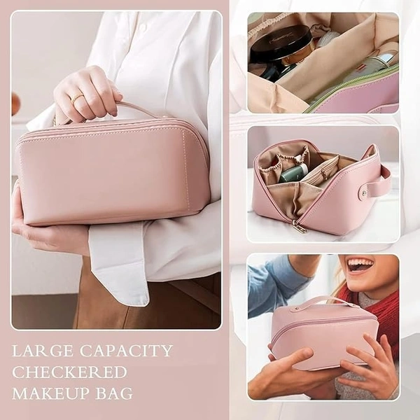 ZIPPER COSMETIC BAG, Travel Cosmetic Bag with Handle & Divider – Waterproof, Multifunctional Makeup Organizer(2439)