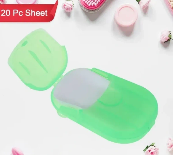 20PCS PAPER SOAP, Travel Paper Soap Sheet with Mini Box (20 Sheets in a Pack Approx / Mix Color) (2034)