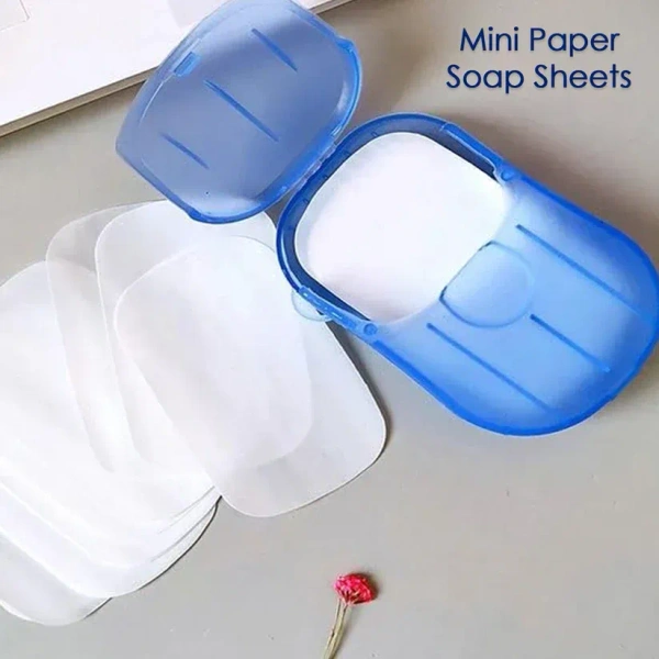 20PCS PAPER SOAP, Travel Paper Soap Sheet with Mini Box (20 Sheets in a Pack Approx / Mix Color) (2034)