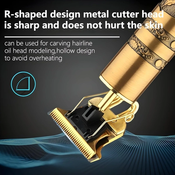 VINTAGE T9 TRIMMER Plastic Body Trimmer, VINTAGE T9 Hair Trimmer for Men – Cordless Rechargeable Beard & Hair Cutter | Plastic Body, USB Charging(1656) - Golden