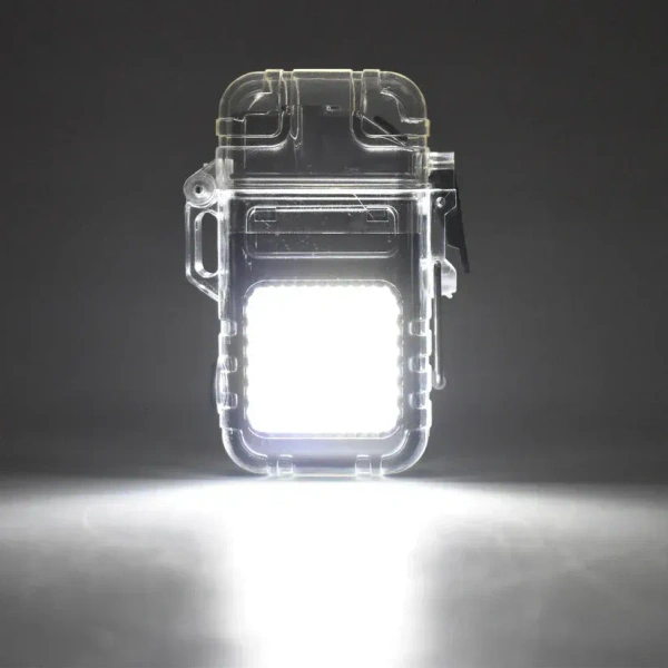 COB LIGHT WITH LIGHTER, USB Rechargeable Electric Lighter – Dual Arc Coil Lighter with Waterproof Transparent Body | Type-C Rechargeable Plasma Lighter with 3-Mode COB Flashlight for Outdoor Camping & Travel(2709)