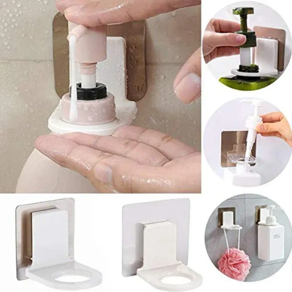 2PCS BOTTLE HOLDER, Wall Mounted Self Sticky Hooks for Body Wash Shampoo Bottle Wall Storage Strong Adhesive Hook Power Plug Socket Hanger Holder(1091) - Pack of 2