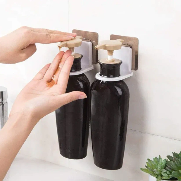 2PCS BOTTLE HOLDER, Wall Mounted Self Sticky Hooks for Body Wash Shampoo Bottle Wall Storage Strong Adhesive Hook Power Plug Socket Hanger Holder(1091) - Pack of 2
