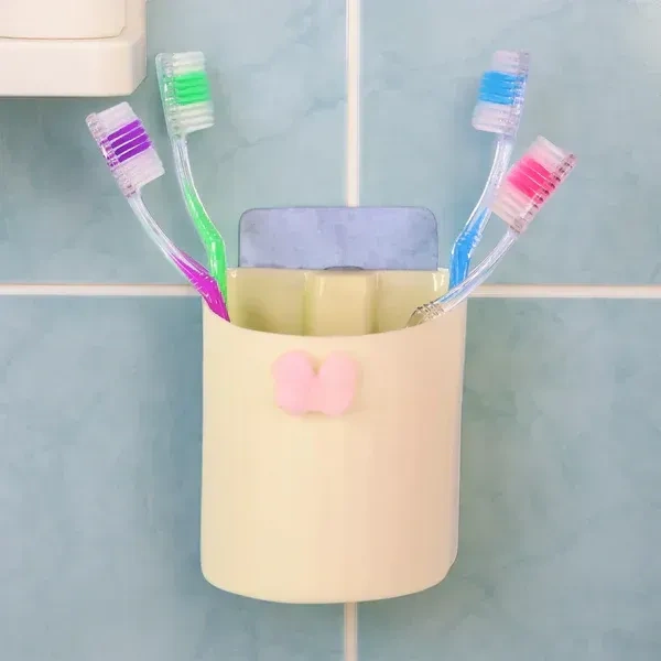 BUTTERFLY HOLDER, Premium Wall-Mounted Toothbrush Holder with Butterfly Design – Stylish Bathroom Organizer for Toothbrushes & Toothpaste, Strong Adhesive, Space-Saving Storage Rack(2632)