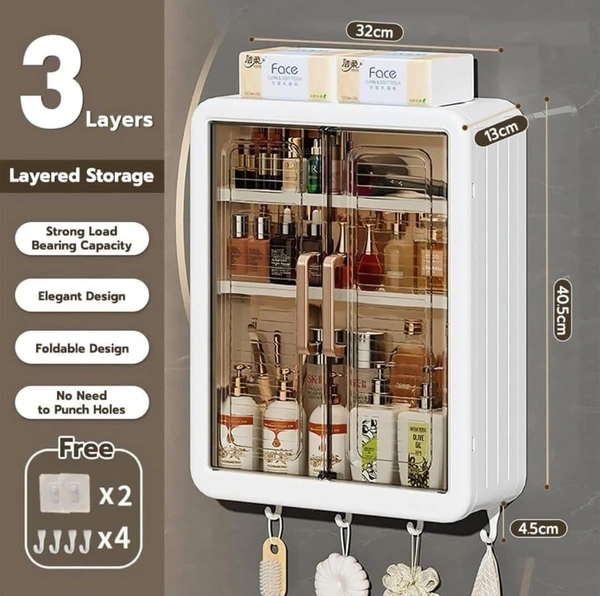 KITCHEN STORAGE MOUNTED, Wall Mounted Storage Cabinet for Kitchen & Bathroom | Multipurpose Space-Saving Storage Rack Organizer | Durable Plastic Cabinet with Shelves(2712)