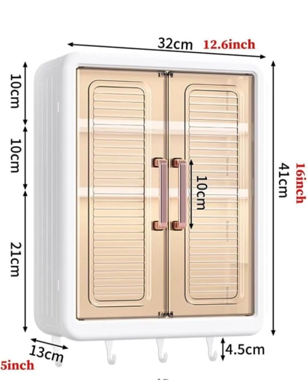 KITCHEN STORAGE MOUNTED, Wall Mounted Storage Cabinet for Kitchen & Bathroom | Multipurpose Space-Saving Storage Rack Organizer | Durable Plastic Cabinet with Shelves(2712)