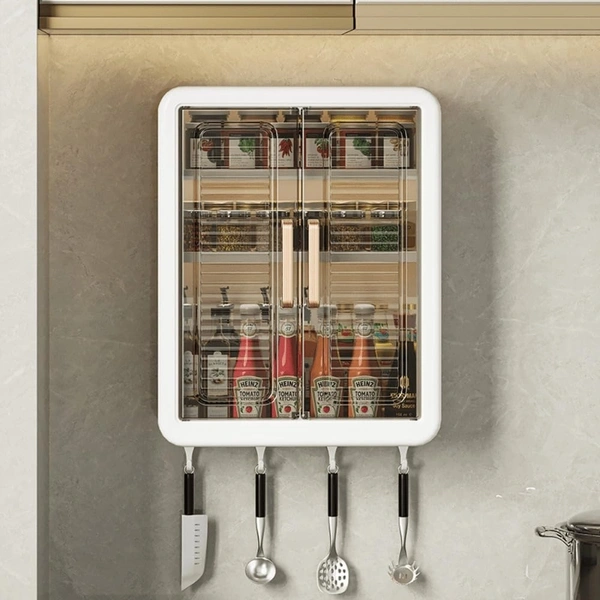 KITCHEN STORAGE MOUNTED, Wall Mounted Storage Cabinet for Kitchen & Bathroom | Multipurpose Space-Saving Storage Rack Organizer | Durable Plastic Cabinet with Shelves(2712)