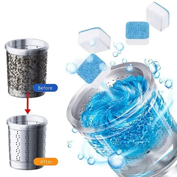 12PCS WASHING TABLET BOX, Washing Machine Cleaner Tablets – 12pcs Deep Cleaning Tablets for Front & Top Load Machines, Removes Odor & Residue(1794)
