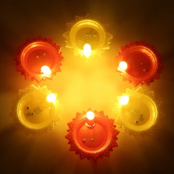 6PCS COLOR WATER DIYA, Water Senser Diya 6 Pcs Set with color plastic(1769)
