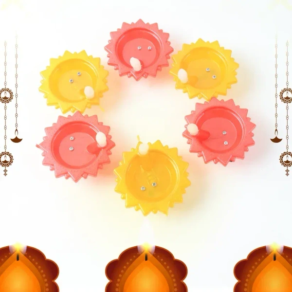 6PCS COLOR WATER DIYA, Water Senser Diya 6 Pcs Set with color plastic(1769)