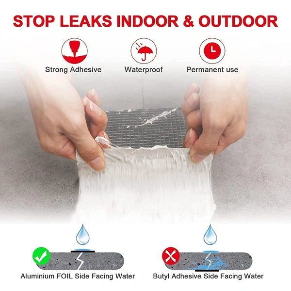 ALUMIUM FOIL TAP, Leakage Repair Waterproof Tape for Pipe Leakage Roof Water Leakage Solution Aluminium Foil Tape Waterproof Adhesive Tape Sealing Butyl Rubber Tape for Leakage (5CM*5M (Pack Of 1)    (841)