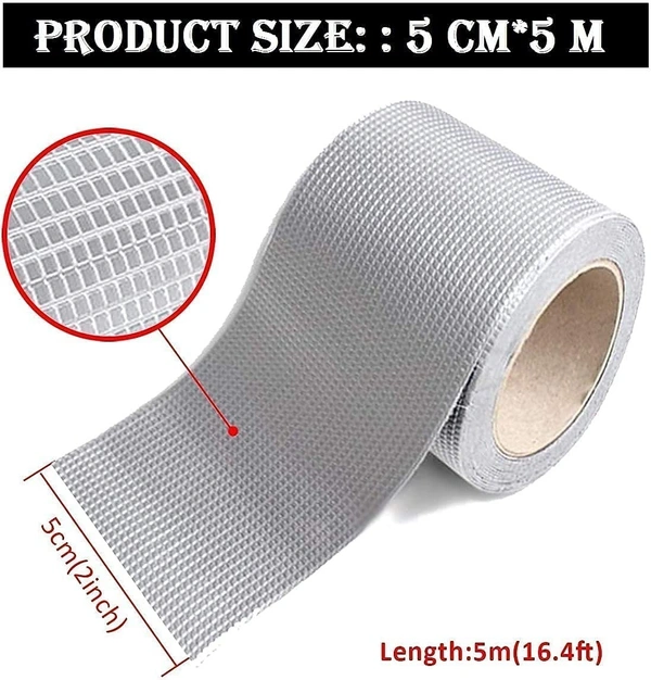 ALUMIUM FOIL TAP, Leakage Repair Waterproof Tape for Pipe Leakage Roof Water Leakage Solution Aluminium Foil Tape Waterproof Adhesive Tape Sealing Butyl Rubber Tape for Leakage (5CM*5M (Pack Of 1)    (841)